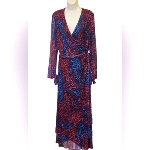 Betsey Johnson Vibrant Blue and Red Long Sleeve Dress